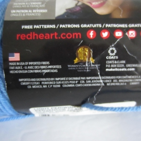 Red Heart Yarn lot of two Blue/Buff Fleck;‎ NWT - Picture 13 of 13